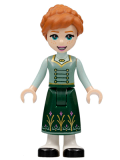 LEGO dp160 Anna - Dark Green Skirt with Flowers, Sand Green Vest, Light Aqua Sleeves