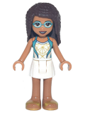 LEGO frnd480 Friends Andrea - White Skirt, Dark Turquoise and White Swimsuit, Swim Goggles
